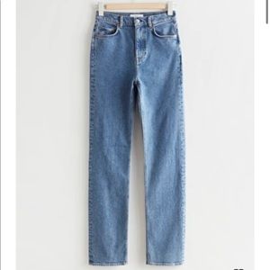 & OTHER STORIES Straight Leg Mid Rise Jeans in Medium Blue
